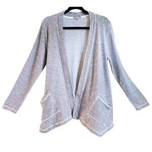 Habitat, Womens S  Blue White Striped Cotton Open Front Cardigan, Beach Pockets